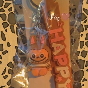LABUBU fashion Jewelry Orange Bunny Keychain